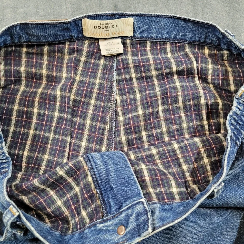 VTG LL Bean Double L Comfort Waist Flannel Lined Jeans Mens 42x32 Blue Denim